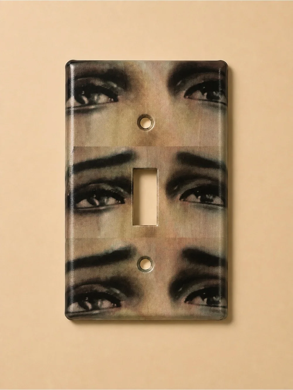 Handmade Decorative Eye Pattern Toggle Switch Plate - Black and Cream